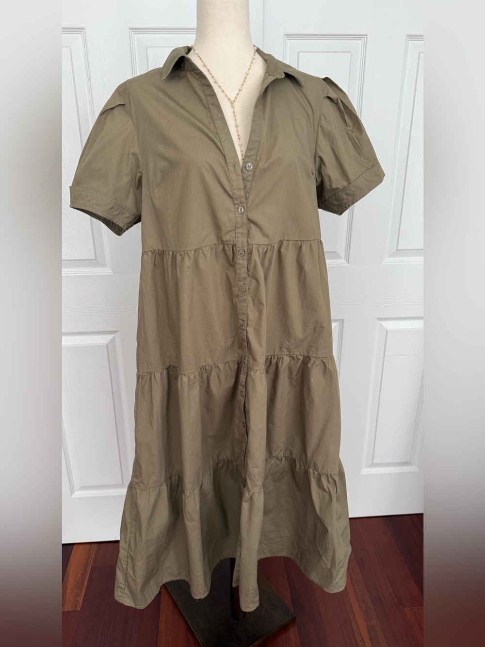 Calvin Klein
Short Sleeve Cotton Tiered Maxi Dress